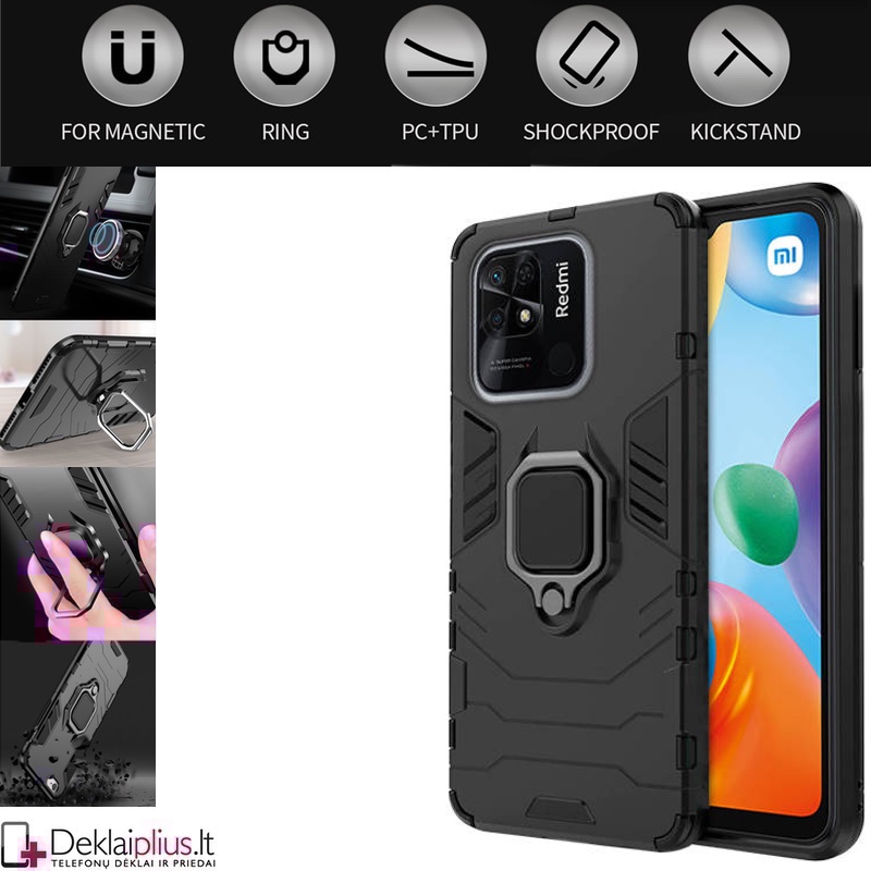 Sustiprintas dėklas 4in1 - juodas (telefonui Xiaomi Redmi 10C) Sustiprintas dėklas 4in1 - juodas (telefonui Xiaomi Redmi 10C)